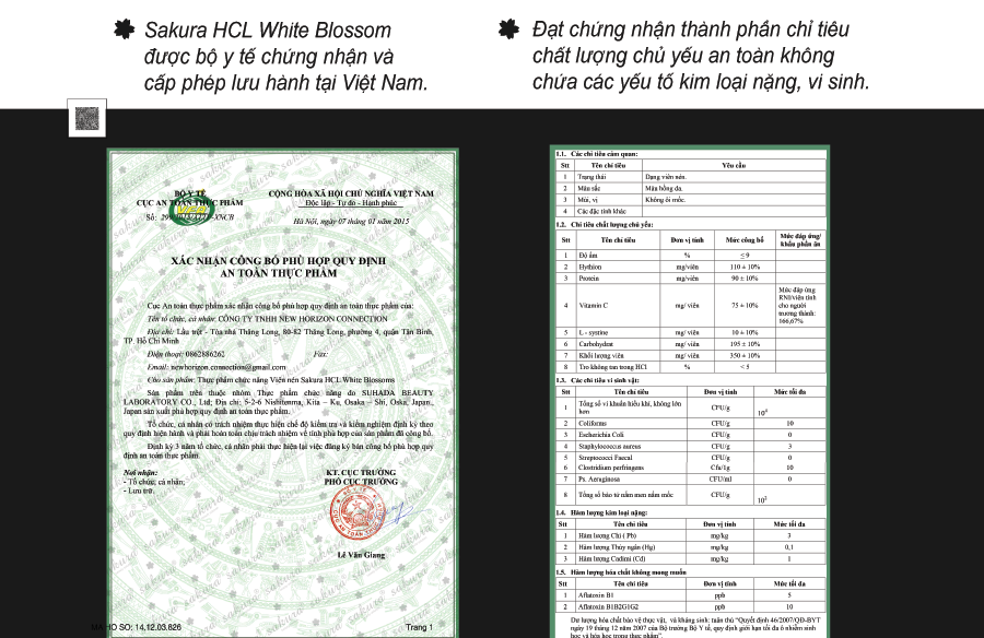 Viên uống chữa nám trắng da Sakura HCL White BLossom - 3