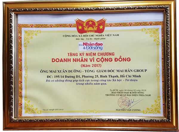 Ông Mai Xuân Dưỡng - Tổng giám đốc Mai Hân Group vinh dự nhận danh hiệu “Doanh Nhân Vì Cộng Đồng” năm 2017 hình ảnh 6