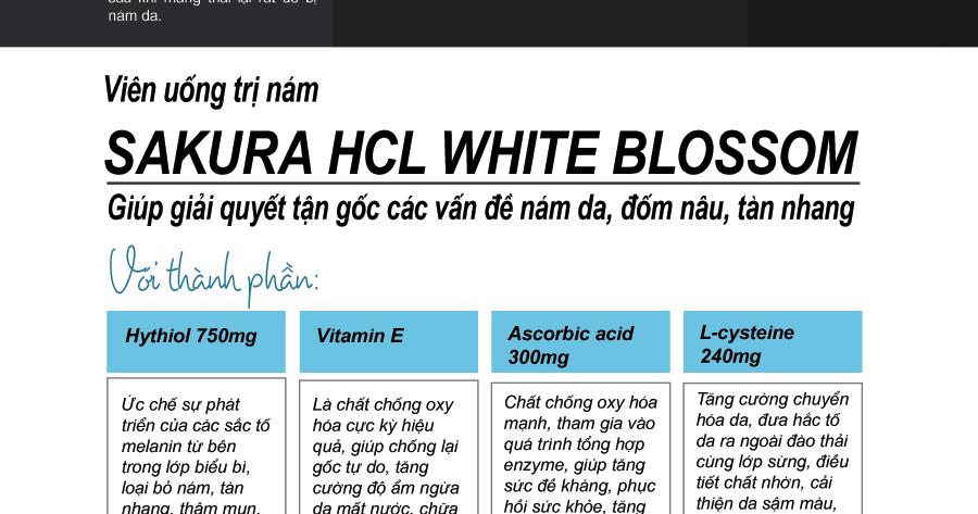 Viên uống chữa nám trắng da Sakura HCL White BLossom - 6