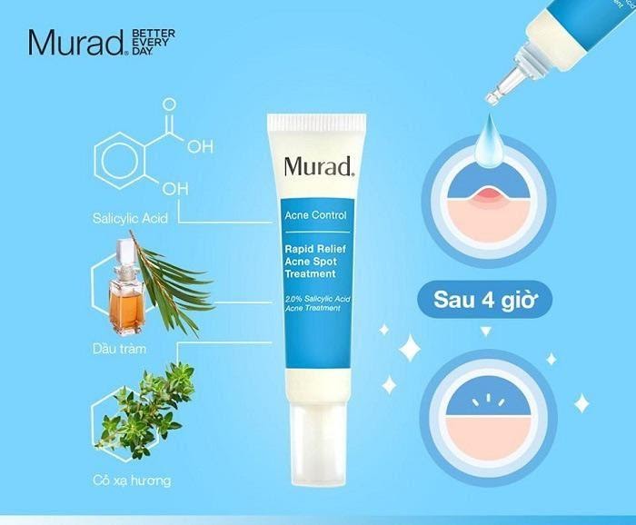 Gel giảm mụn trong 4 giờ Murad Rapid Relief Acne Spot Treatment